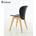 Original Plastic-Seat with Solid Wood Frame Dining Chair